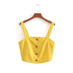 Solid Button-Up Tank Top