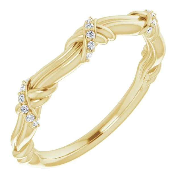 Solid Gold Round Diamond Knot Wedding Band