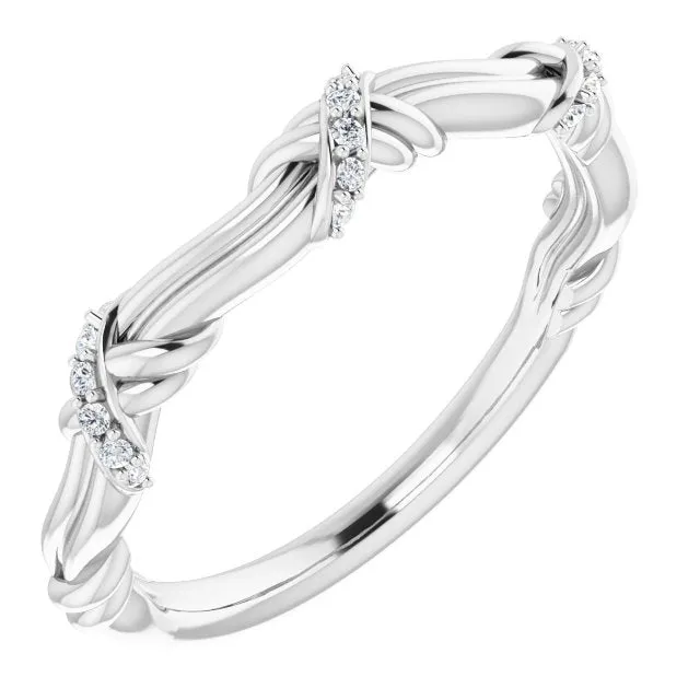 Solid Gold Round Diamond Knot Wedding Band