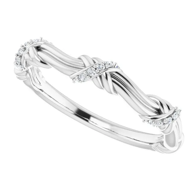 Solid Gold Round Diamond Knot Wedding Band