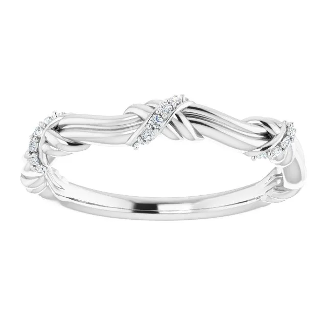 Solid Gold Round Diamond Knot Wedding Band