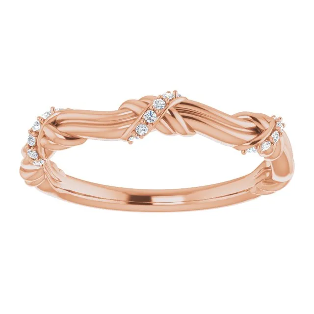 Solid Gold Round Diamond Knot Wedding Band