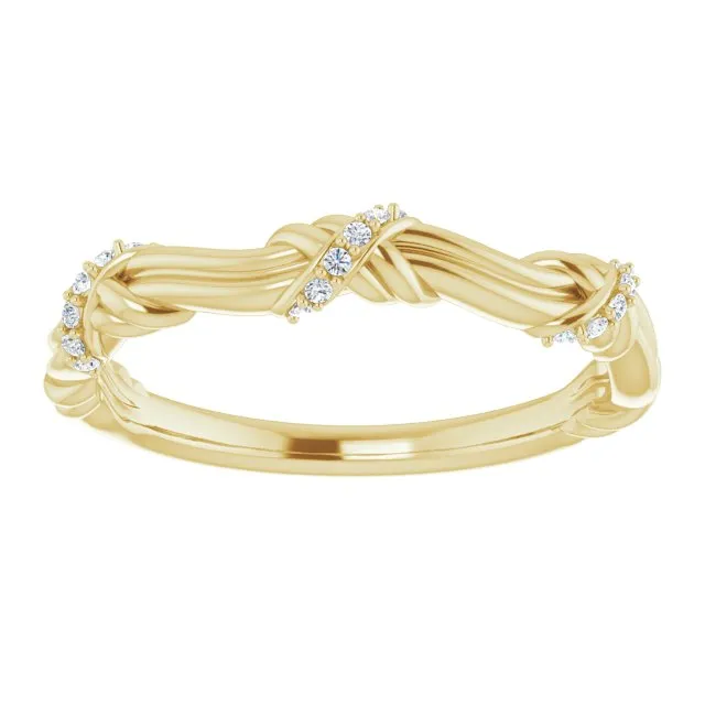 Solid Gold Round Diamond Knot Wedding Band