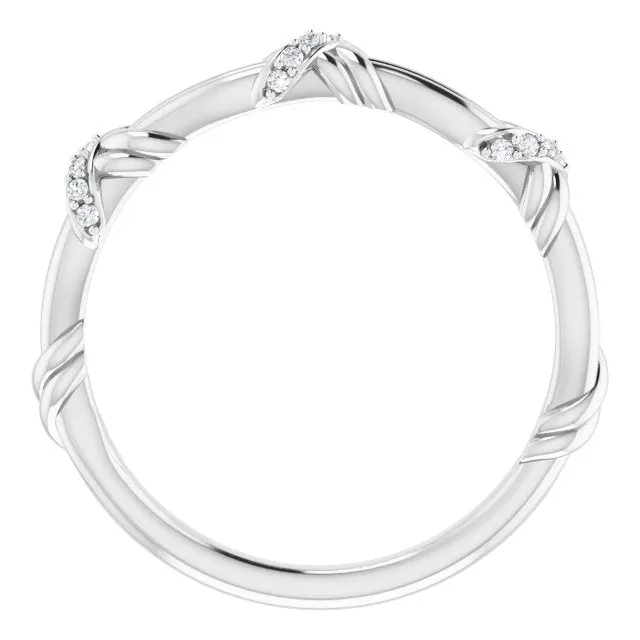Solid Gold Round Diamond Knot Wedding Band