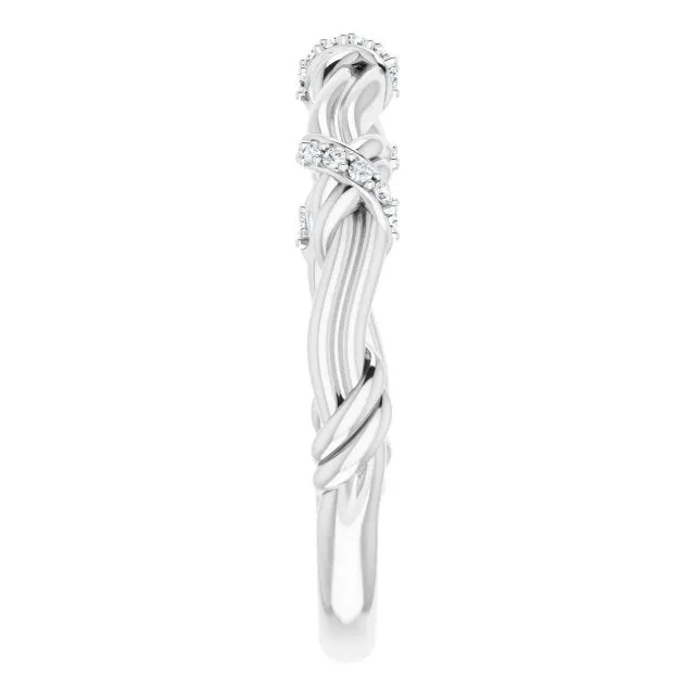 Solid Gold Round Diamond Knot Wedding Band