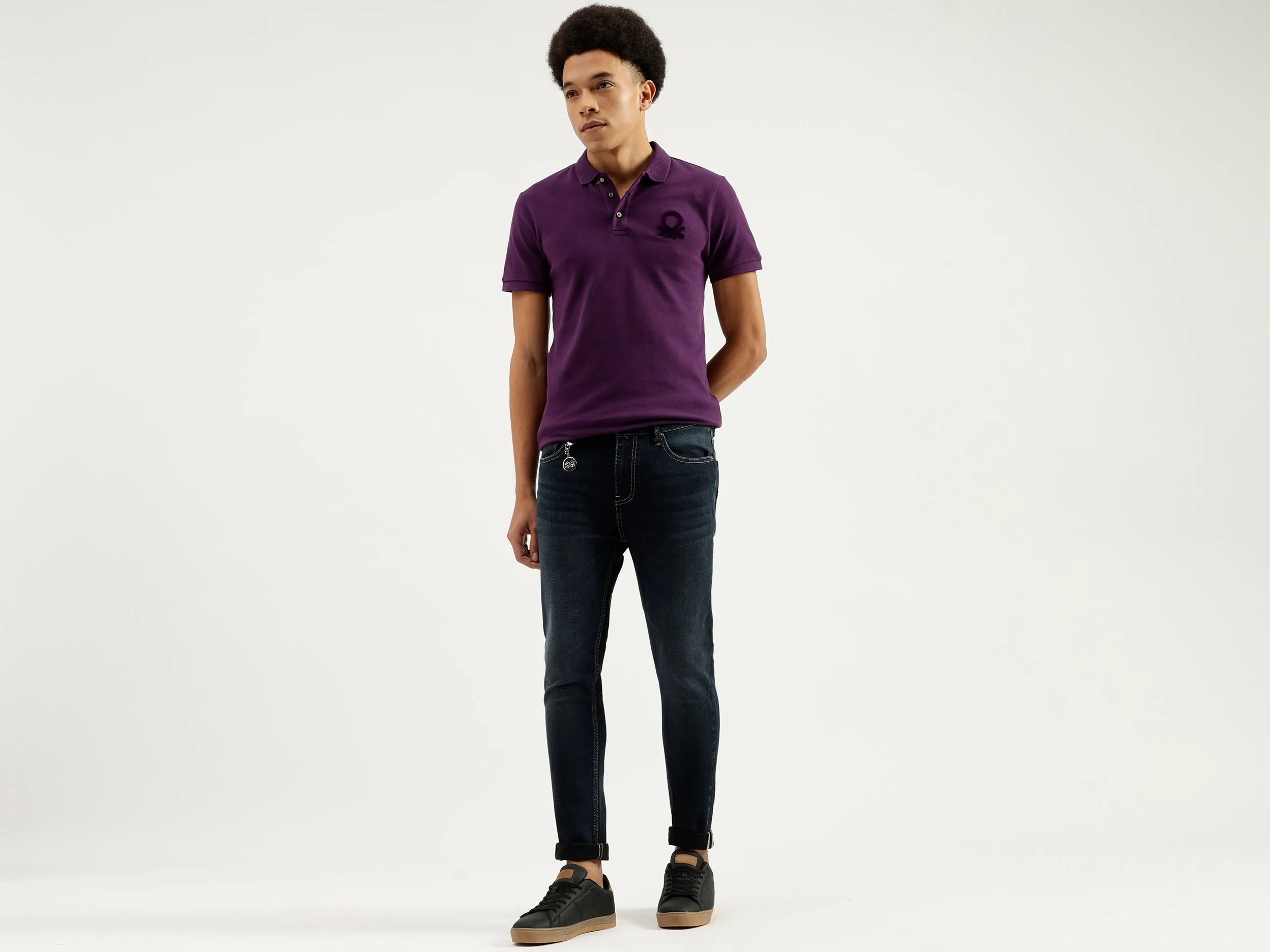 Solid Pattern Low Crotch Fit Jeans