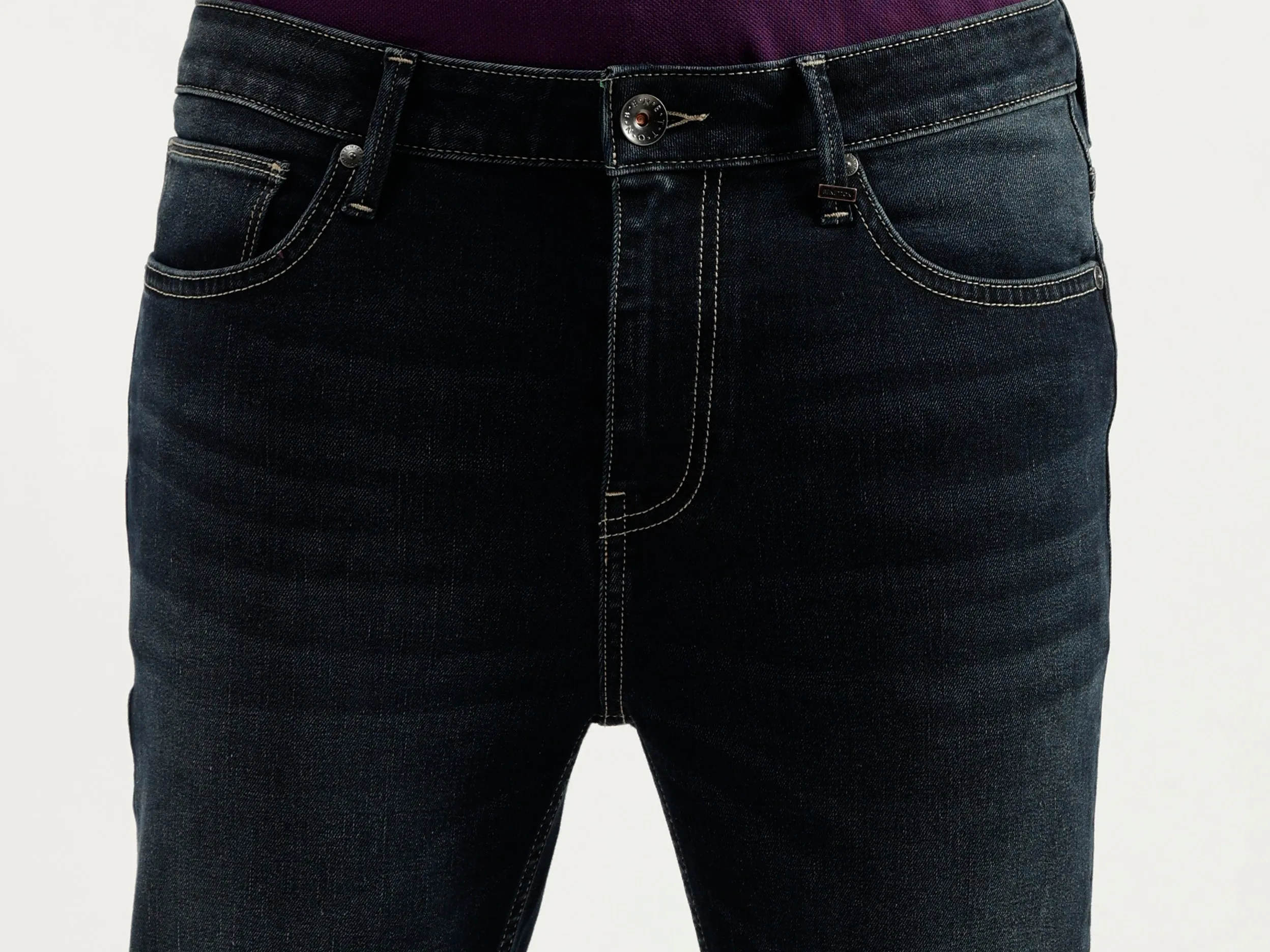 Solid Pattern Low Crotch Fit Jeans