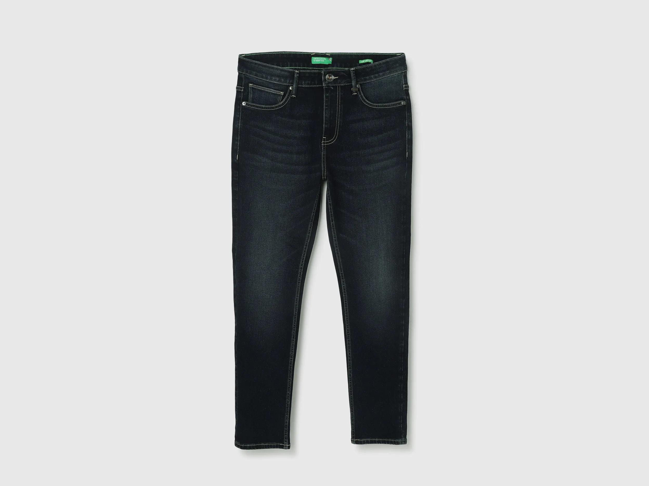 Solid Pattern Low Crotch Fit Jeans