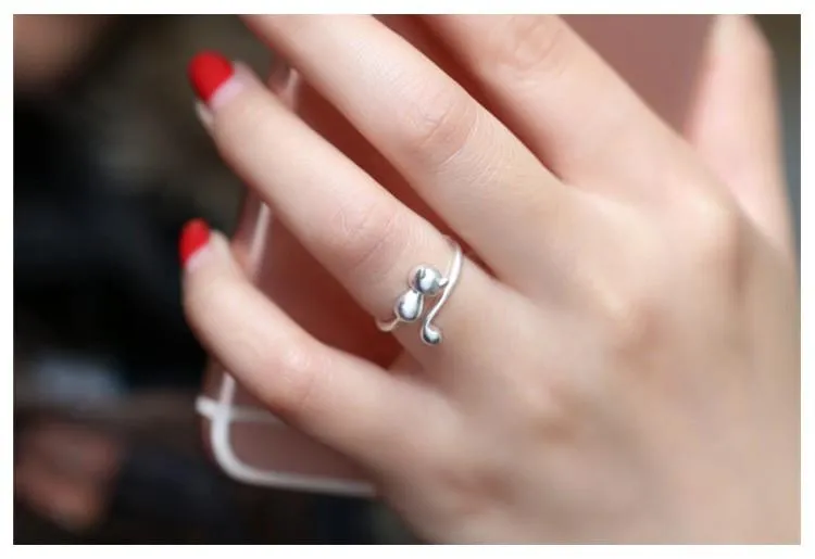 Solid Sterling Silver Hugging Cat Ring