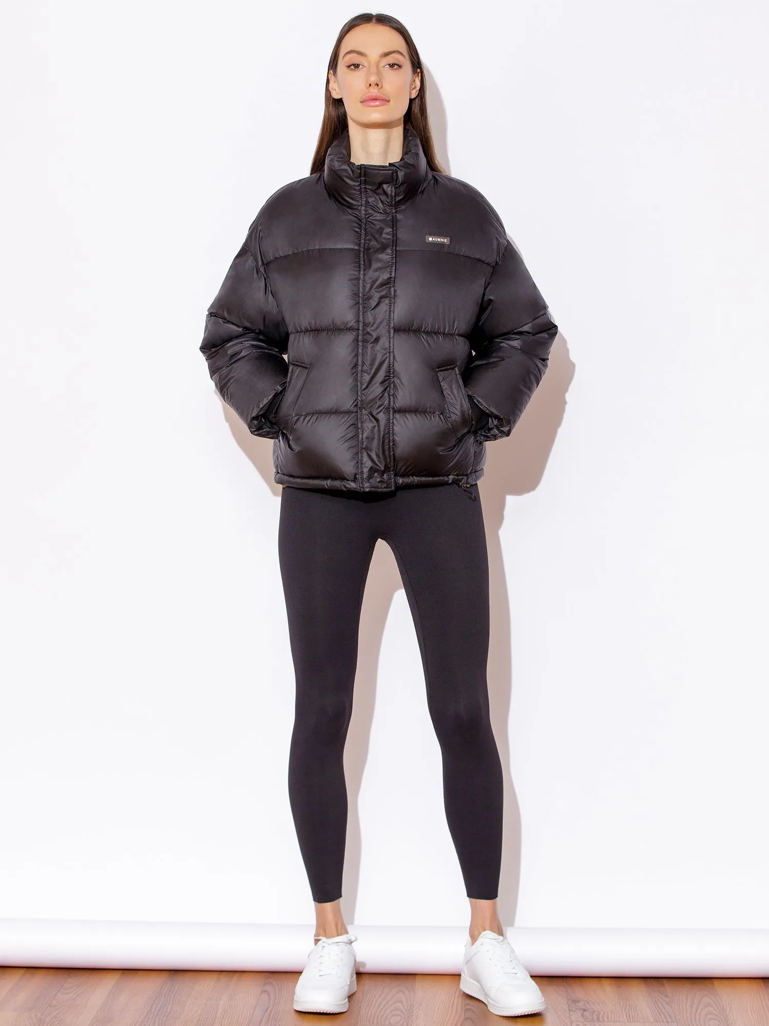 SPORTS LOGO PUFFER JACKET, BLACK