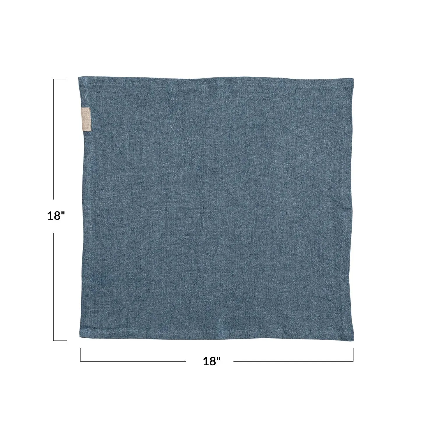 Square Stonewashed Linen Blend Napkins Blue, Set of 4