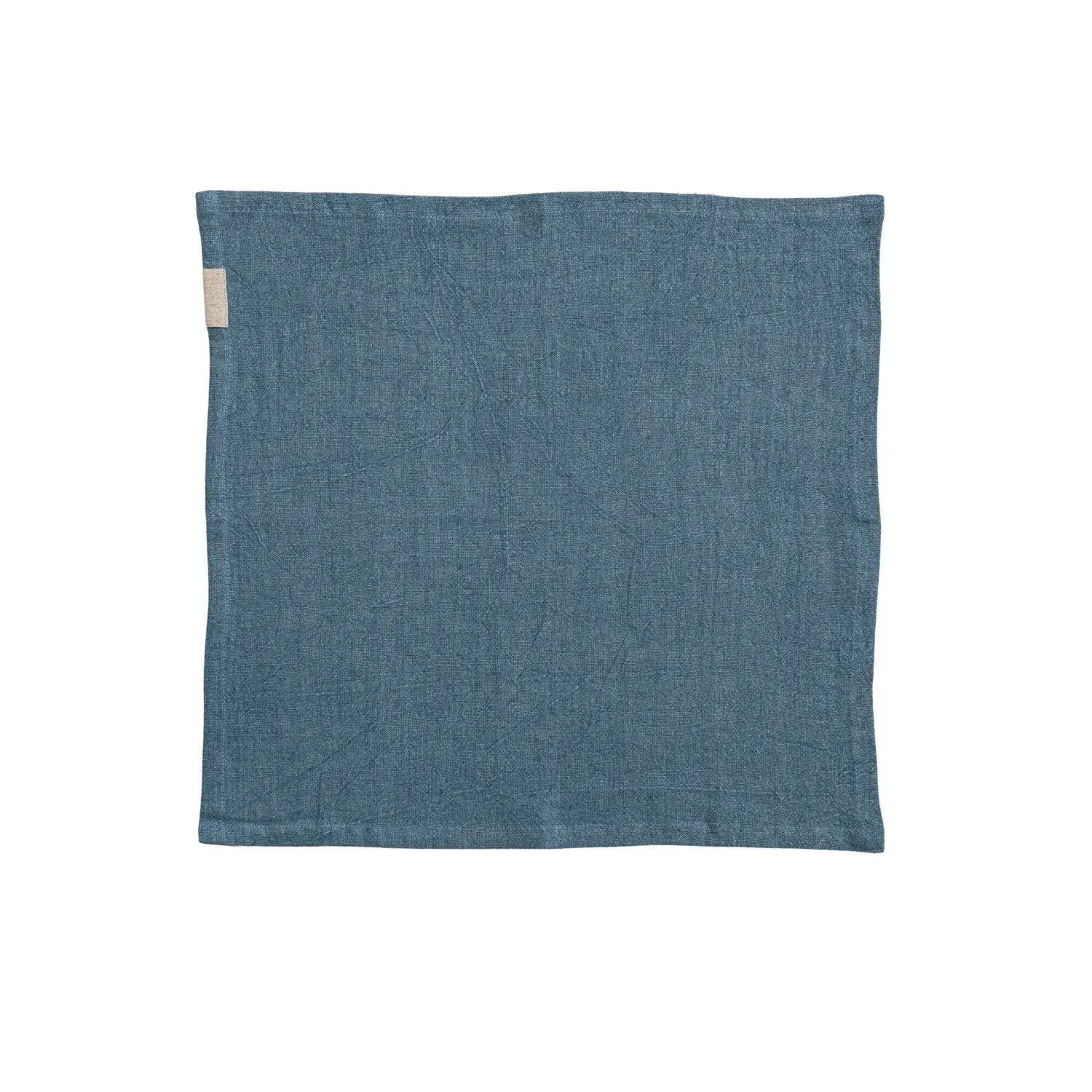 Square Stonewashed Linen Blend Napkins Blue, Set of 4