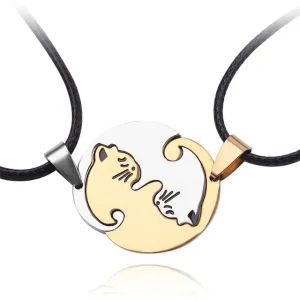 Stainless Steel Matching Cute Cat Pendants Necklaces