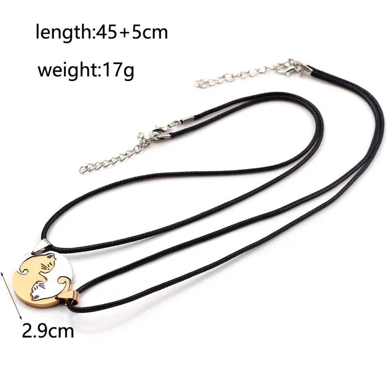 Stainless Steel Matching Cute Cat Pendants Necklaces