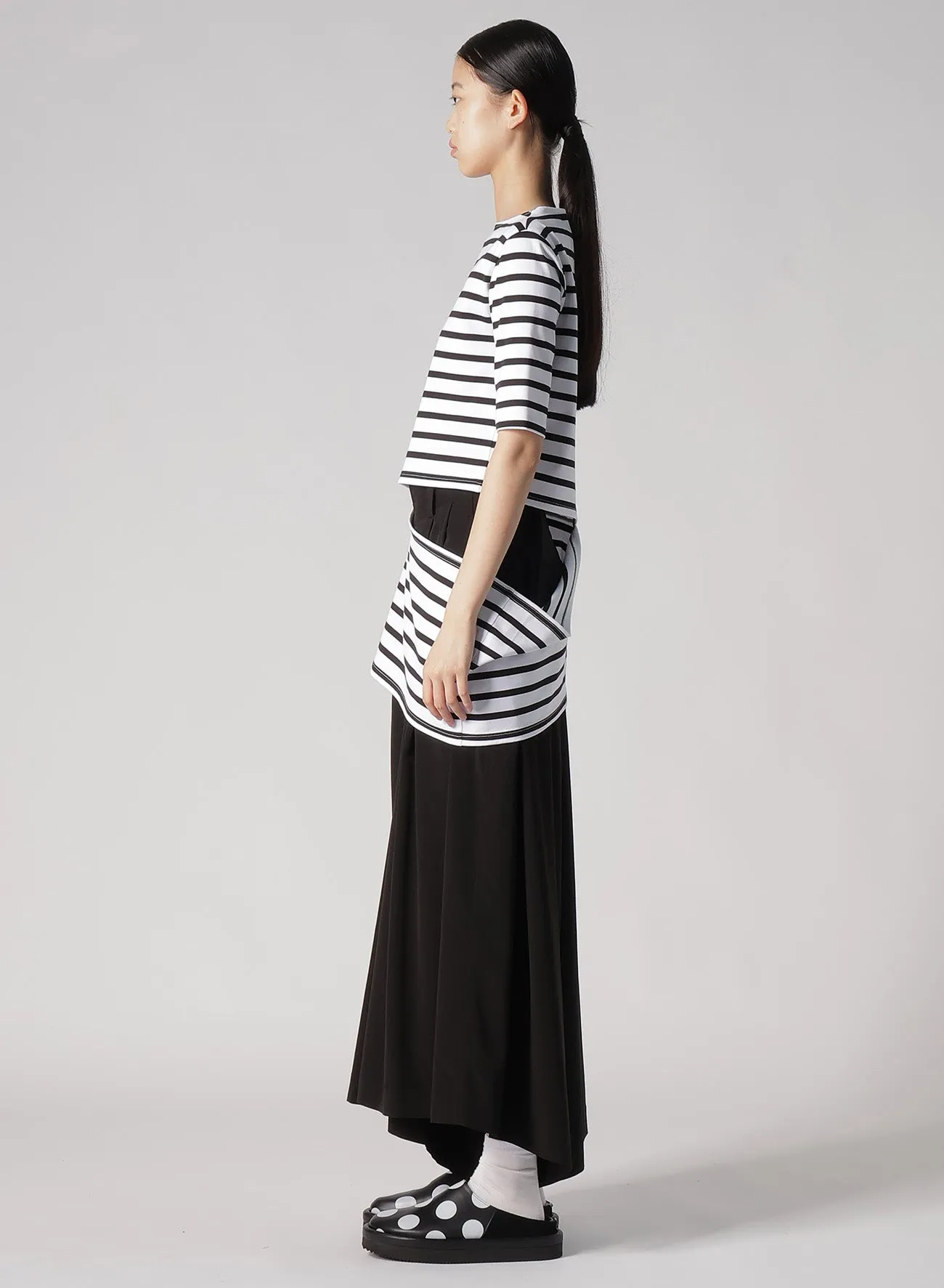 STRIPE PLAIN STITCH PANEL T
