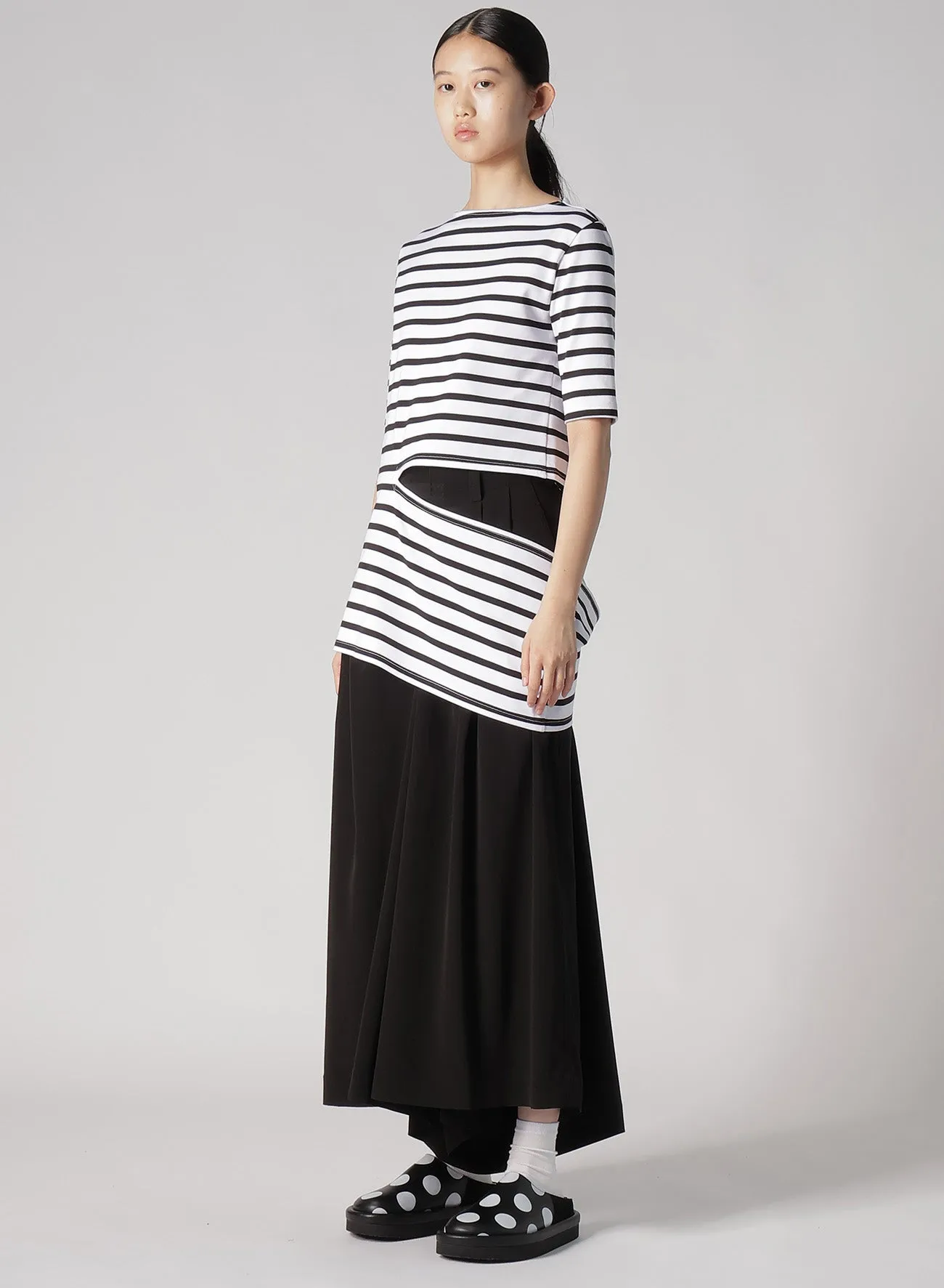 STRIPE PLAIN STITCH PANEL T