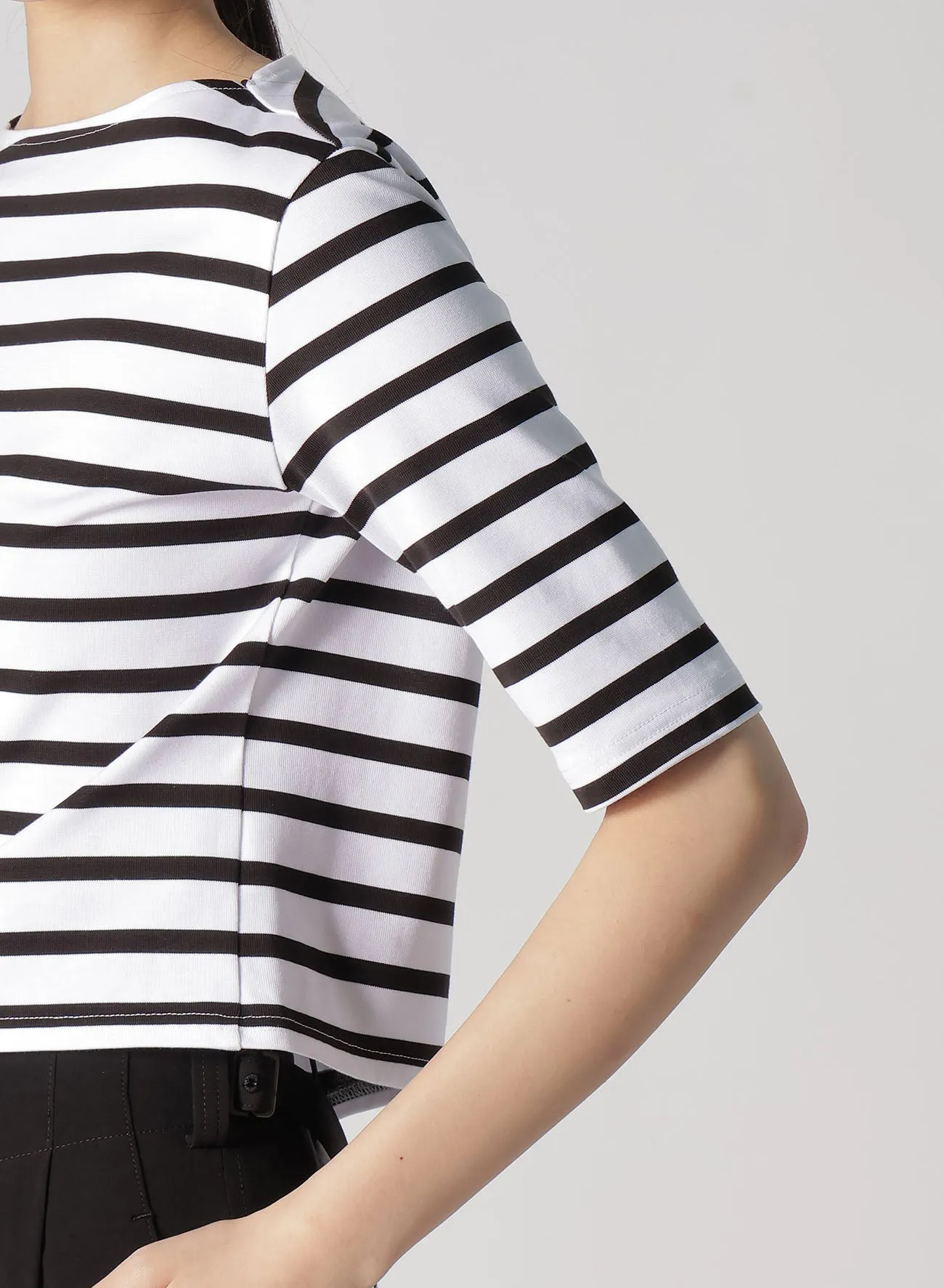 STRIPE PLAIN STITCH PANEL T