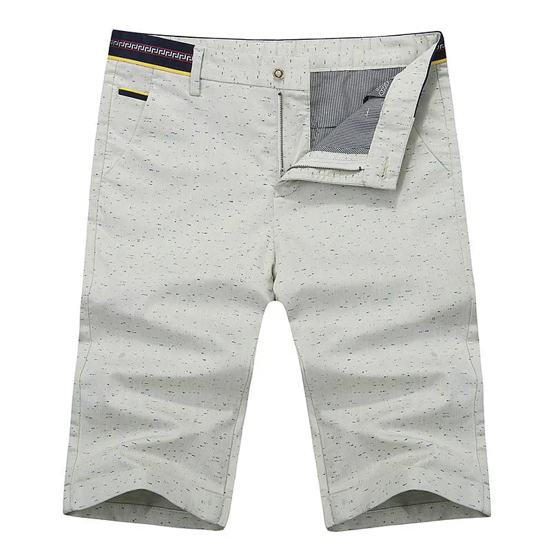 Summer Casual White Mens Polo Shorts Knee Length Straight Cotton Beach Shorts Fashion Print Men Short Pants Plus Size