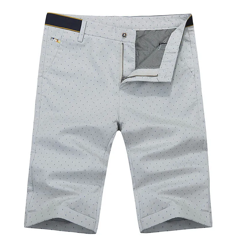 Summer Casual White Mens Polo Shorts Knee Length Straight Cotton Beach Shorts Fashion Print Men Short Pants Plus Size