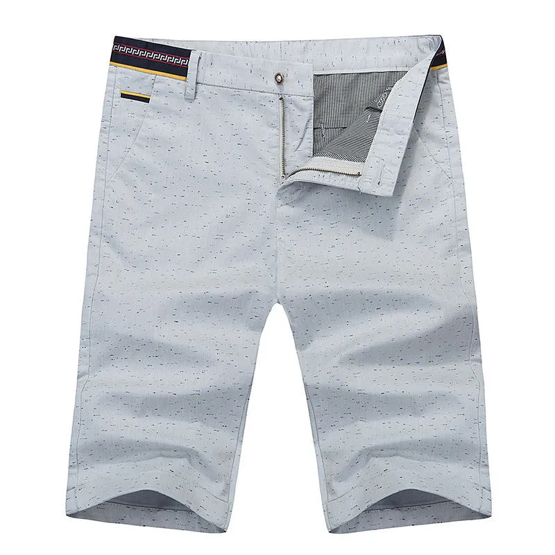 Summer Casual White Mens Polo Shorts Knee Length Straight Cotton Beach Shorts Fashion Print Men Short Pants Plus Size