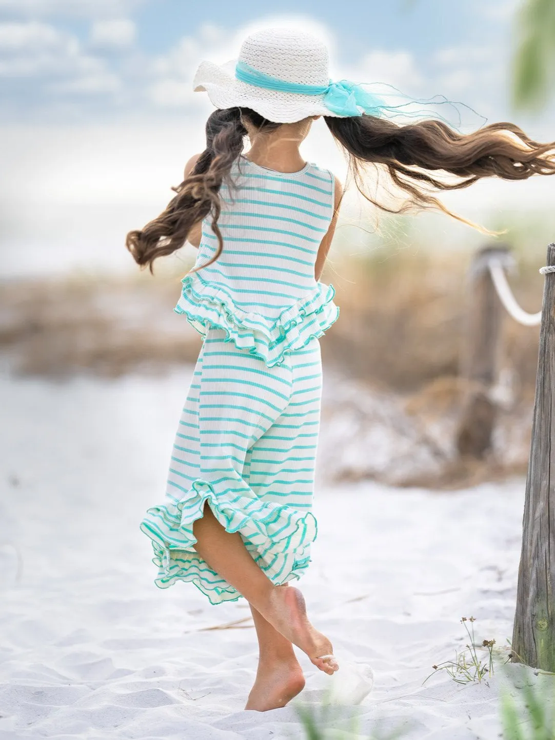 Sway My Way Striped Top & Ruffle Pants Set