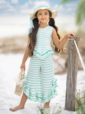 Sway My Way Striped Top & Ruffle Pants Set