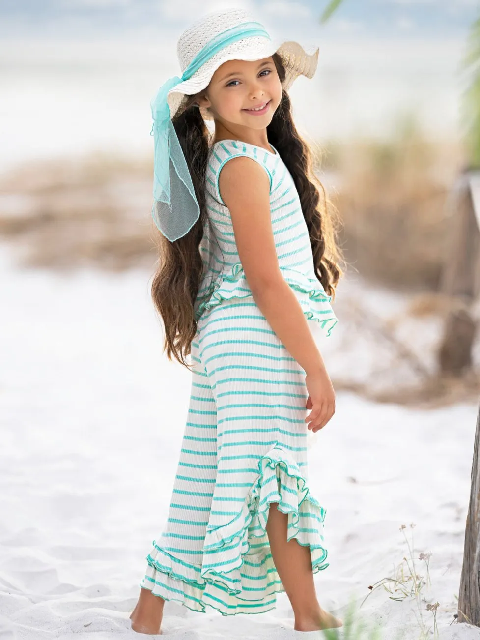 Sway My Way Striped Top & Ruffle Pants Set