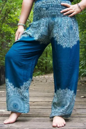 Teal Floral Womens Harem Pants