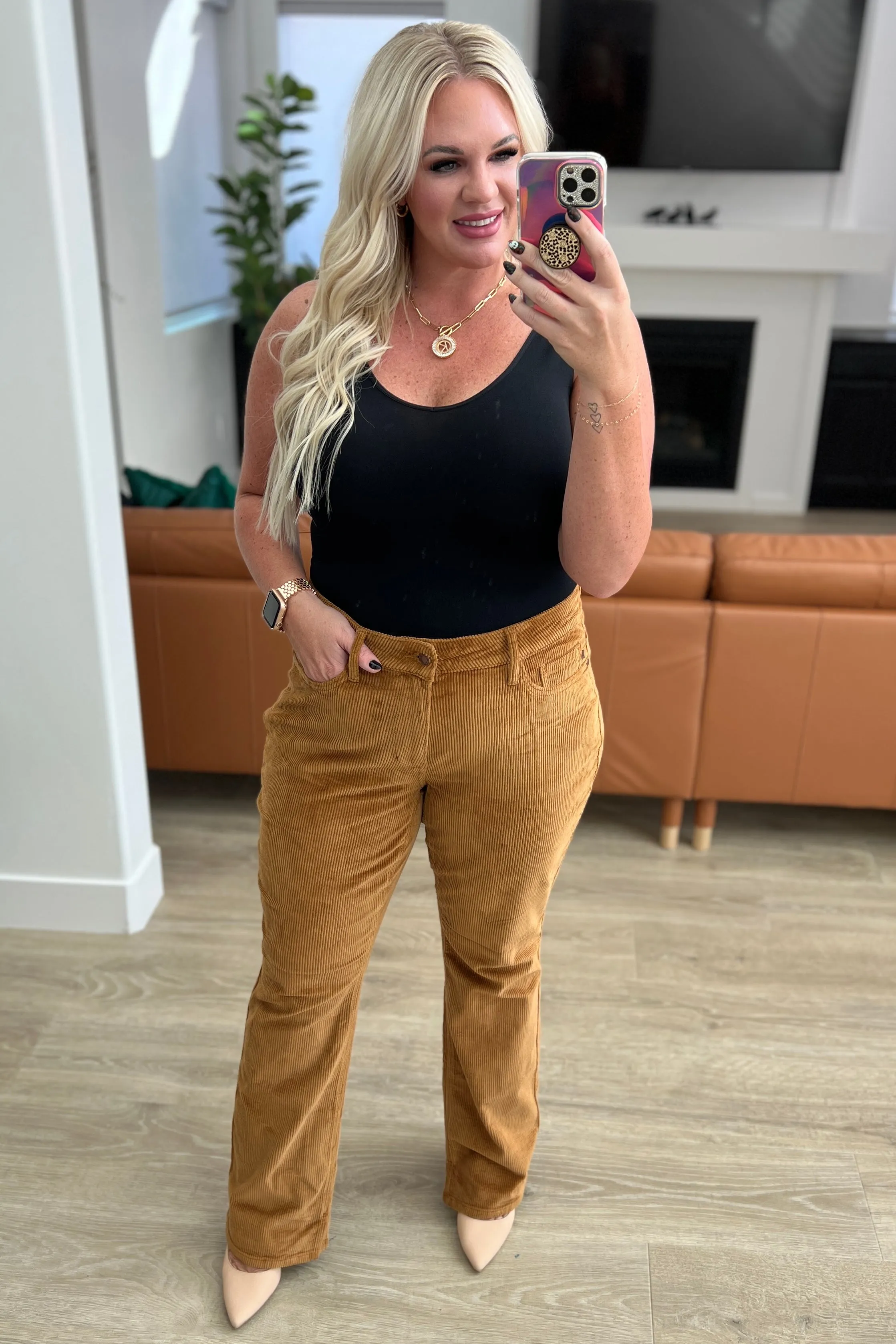 The Dulaney- Camel Bootcut Corduroy Judy Blue Pants