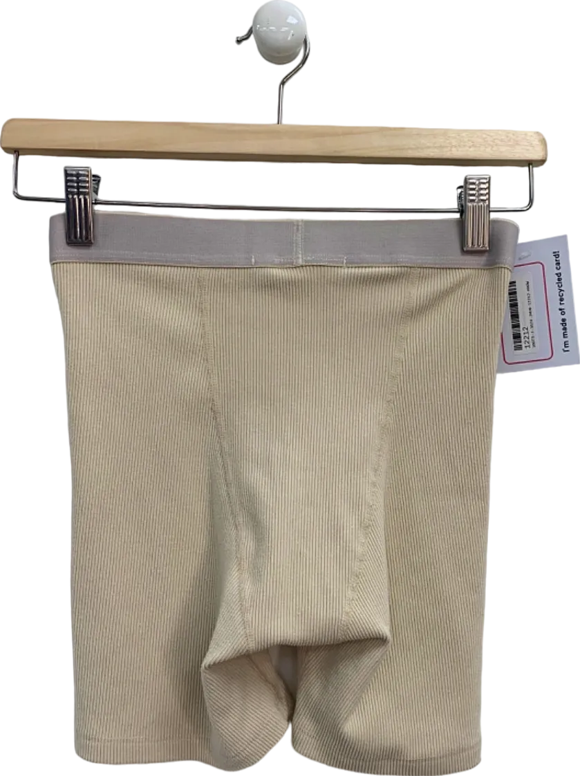 The Kript Beige Ribbed Cotton-Blend Shorts UK XS