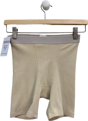 The Kript Beige Ribbed Cotton-Blend Shorts UK XS