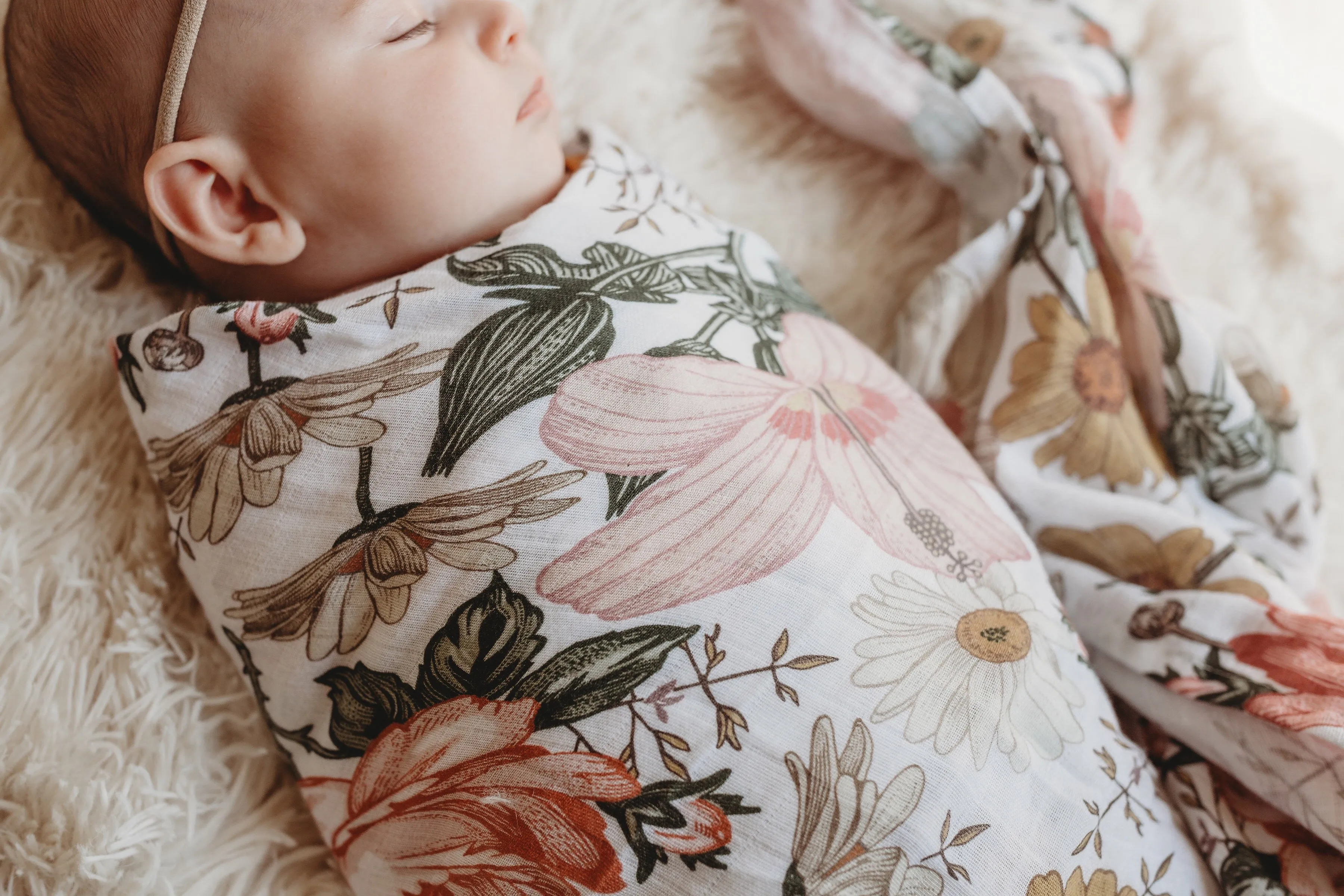 The Mini Scout Garden Floral swaddle
