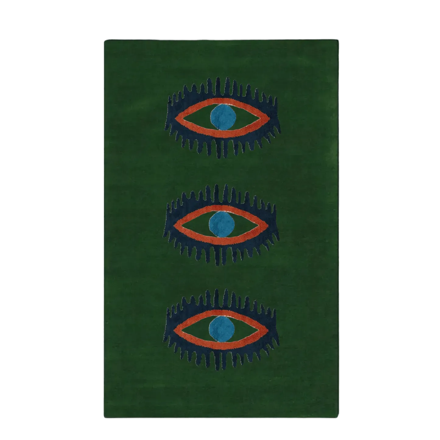 Three Evil Eyes Green Hand Tufted Wool Rug - Classic