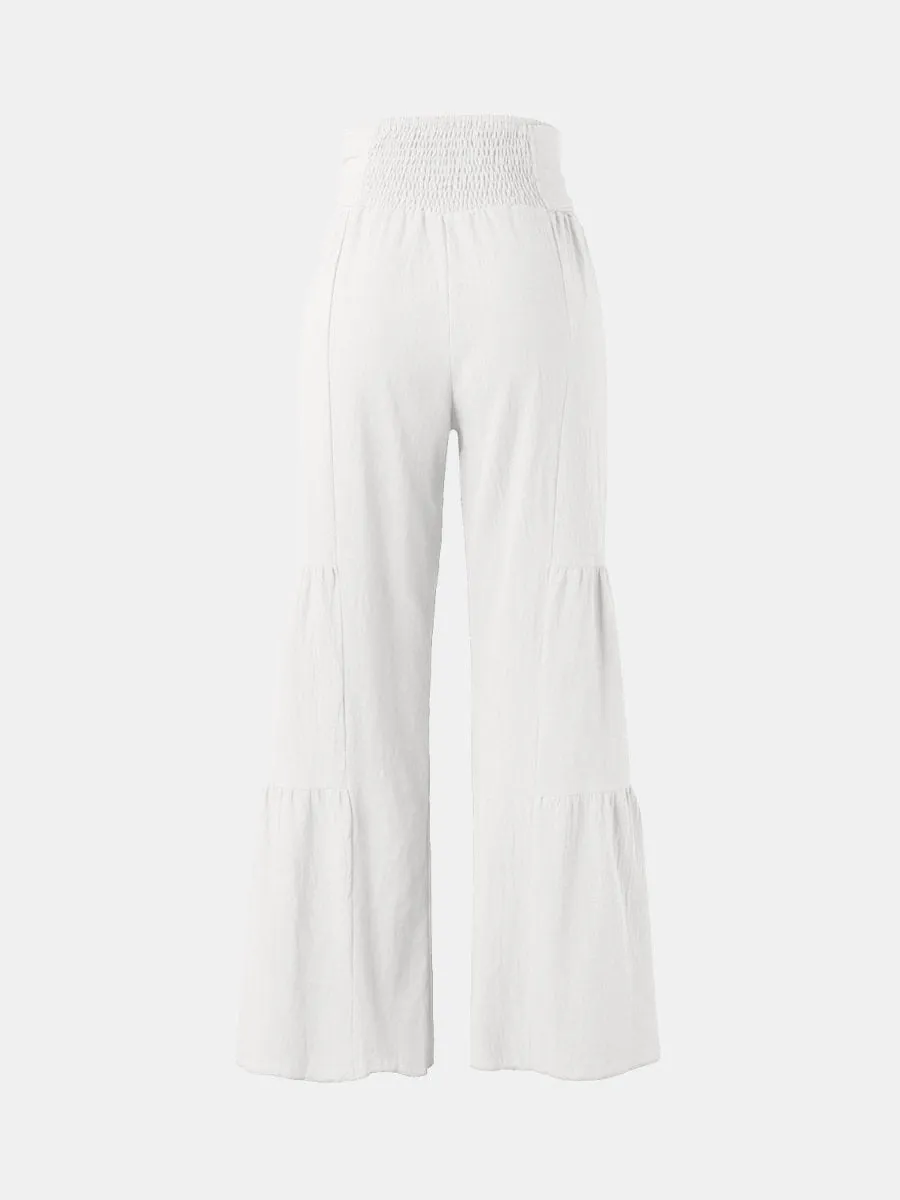 Tied Ruched Wide Leg Pants
