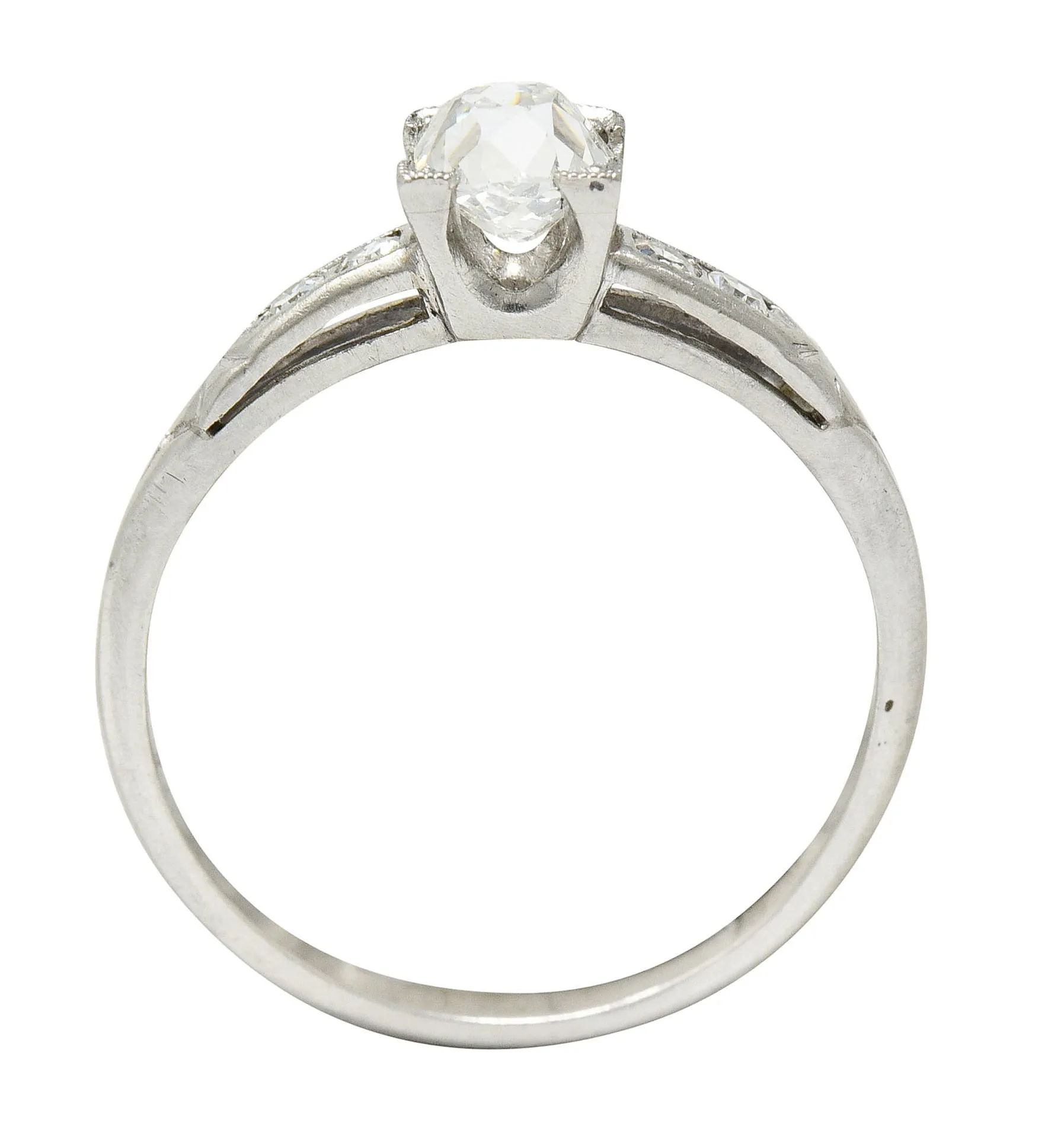 Traub 0.63 CTW Old Mine Diamond Platinum Fishtail Engagement Ring GIA
