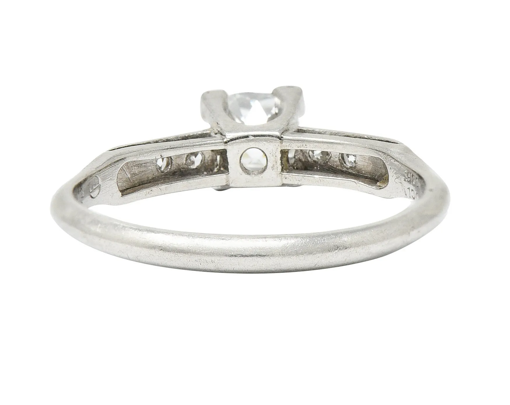 Traub 0.63 CTW Old Mine Diamond Platinum Fishtail Engagement Ring GIA