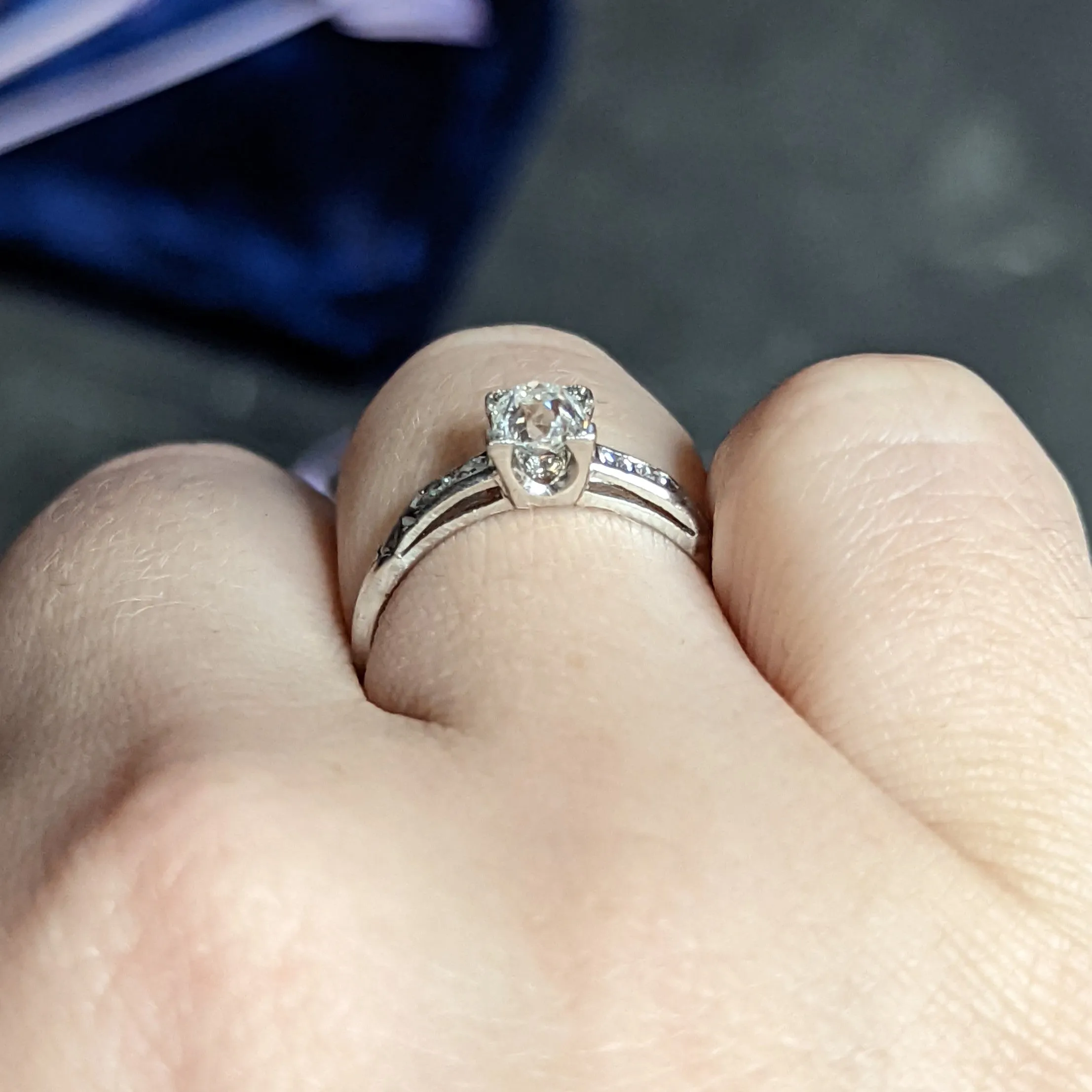 Traub 0.63 CTW Old Mine Diamond Platinum Fishtail Engagement Ring GIA