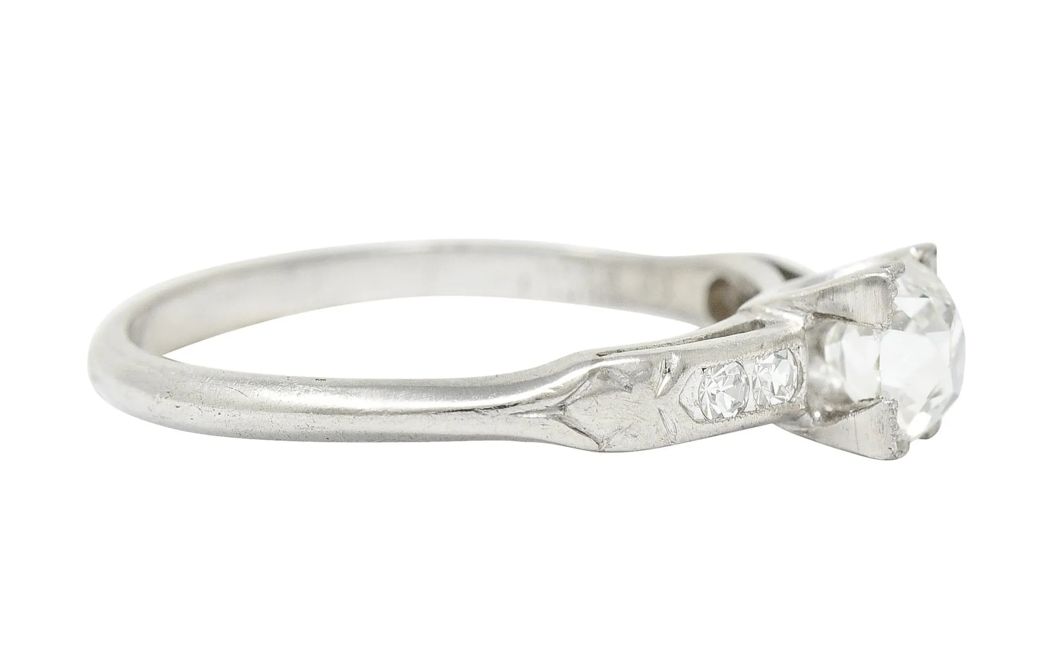 Traub 0.63 CTW Old Mine Diamond Platinum Fishtail Engagement Ring GIA
