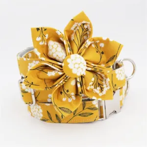 Trendy Mustard Yellow Floral Flower Collar |  Personalized Dog ID Collars