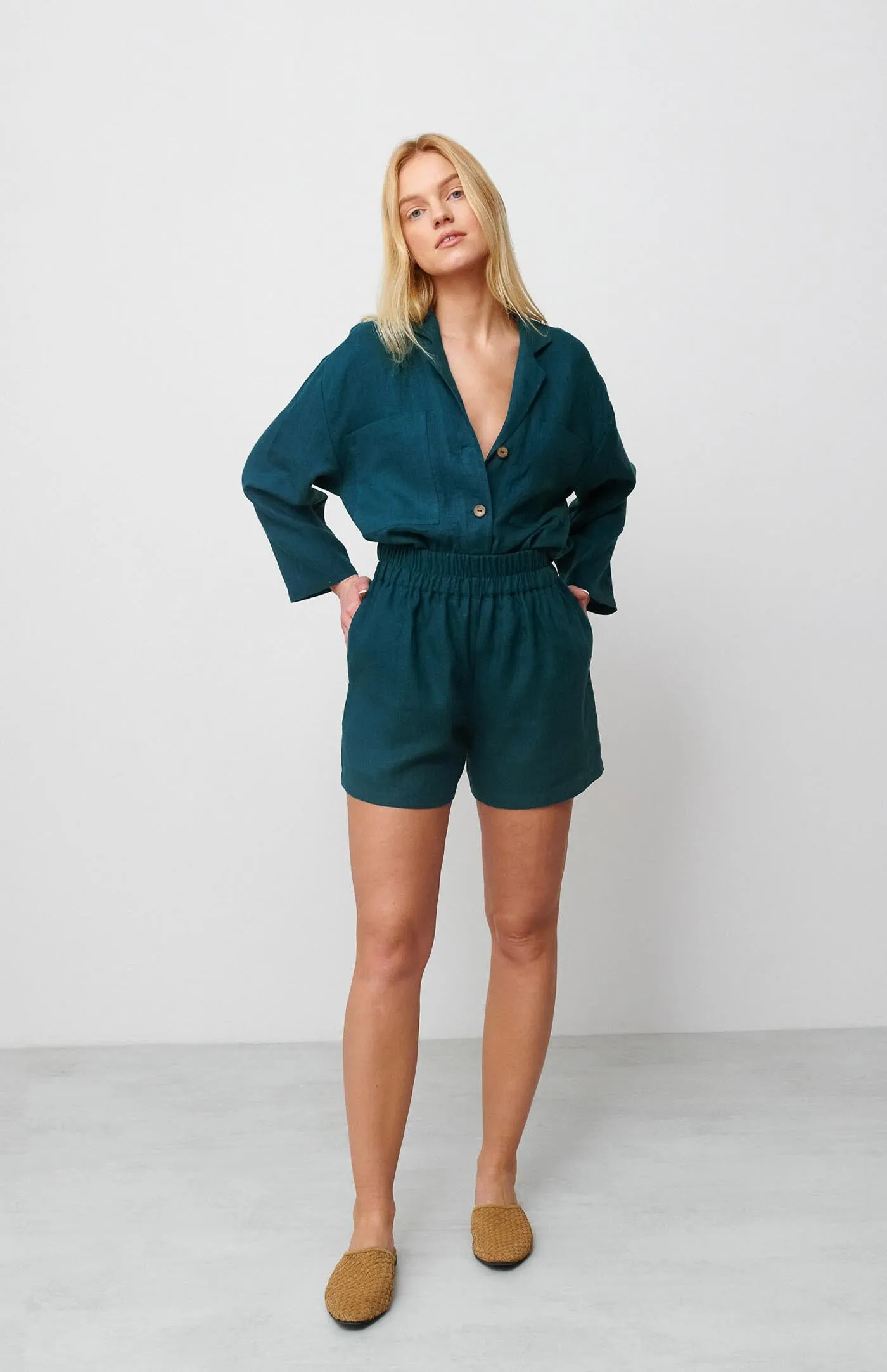 Turquoise Tide Co-ord Set | Cotton Linen Blend