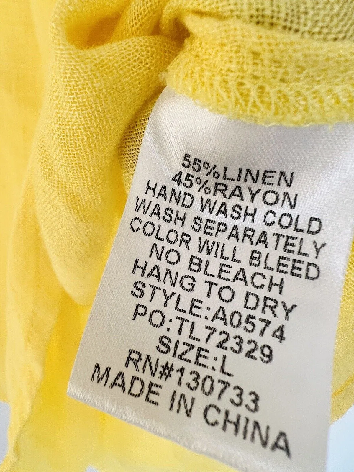 UMGEE Bright Yellow Top Sz L Balloon Sleeves Linen Blend Lightweight Pullover