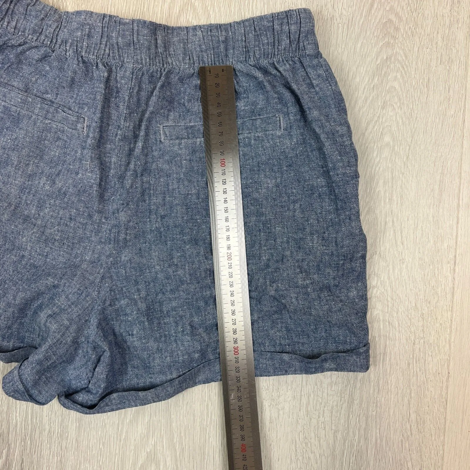 Uniqlo Womens Blue Linen Blend Casual Relaxed Short 28-29 Inch