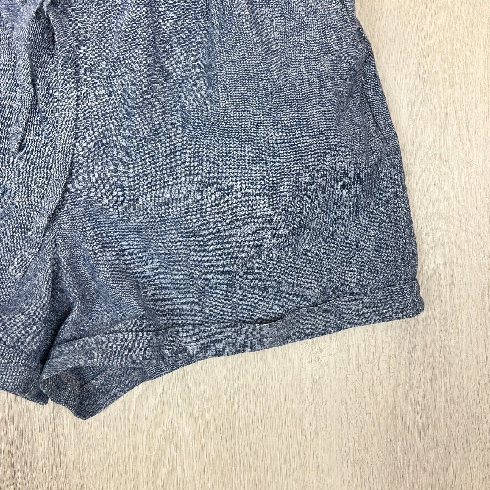 Uniqlo Womens Blue Linen Blend Casual Relaxed Short 28-29 Inch