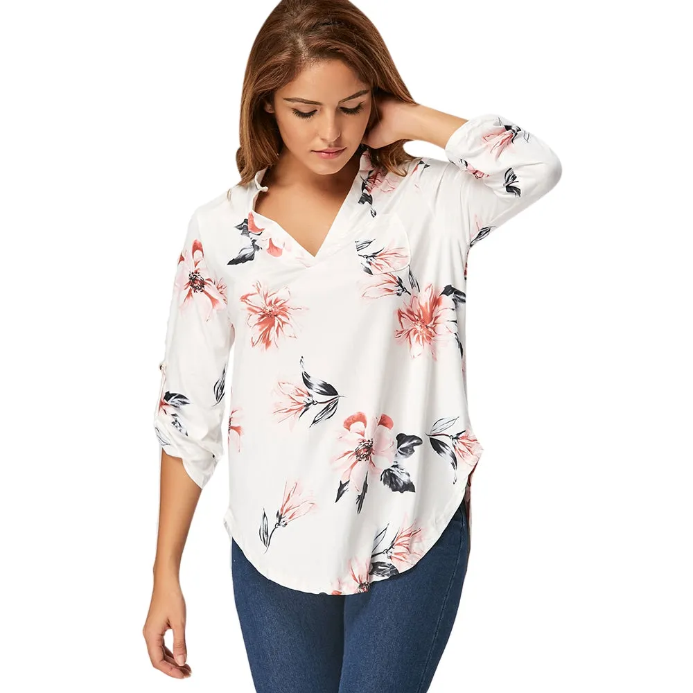 V Neck Floral Blouse 8684
