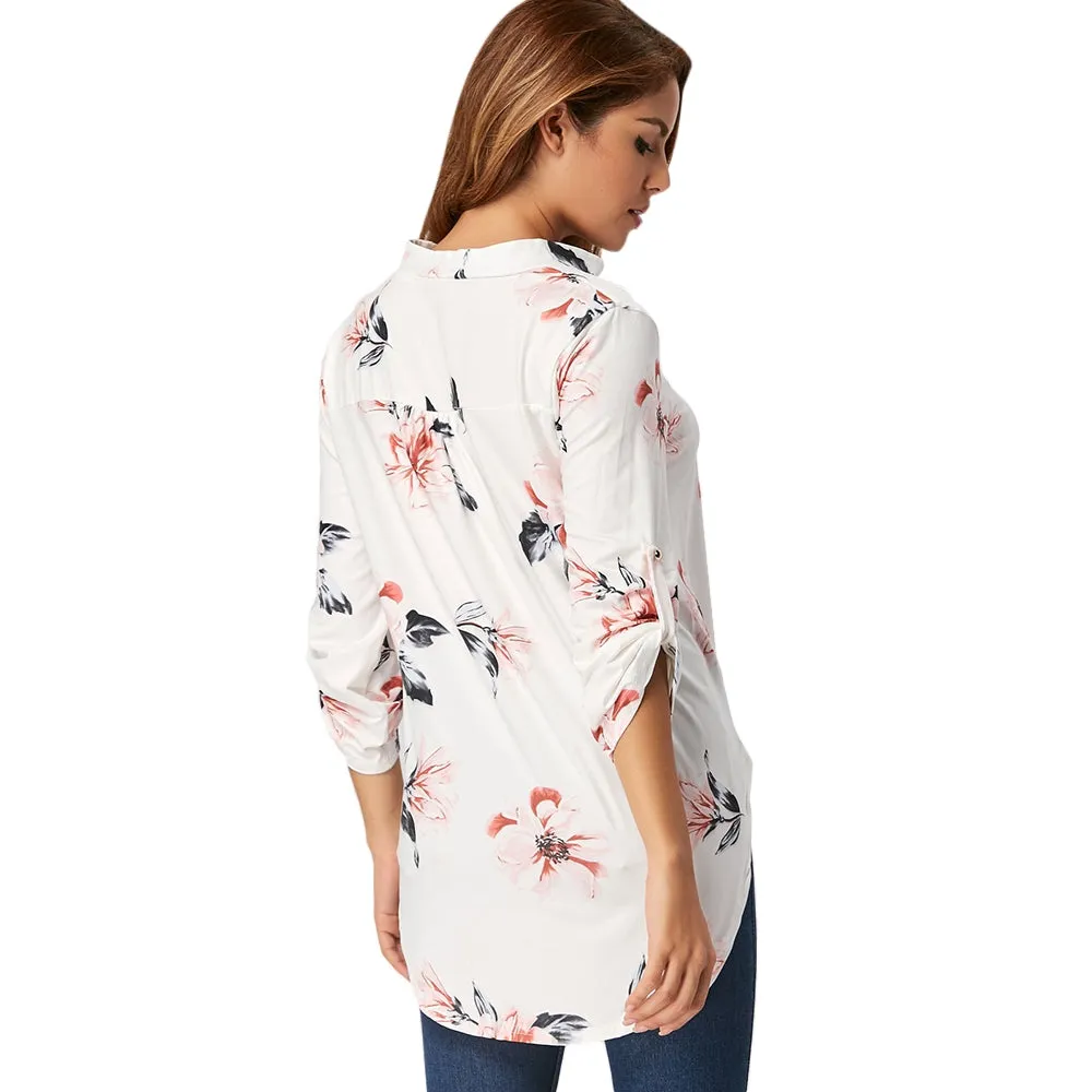 V Neck Floral Blouse 8684