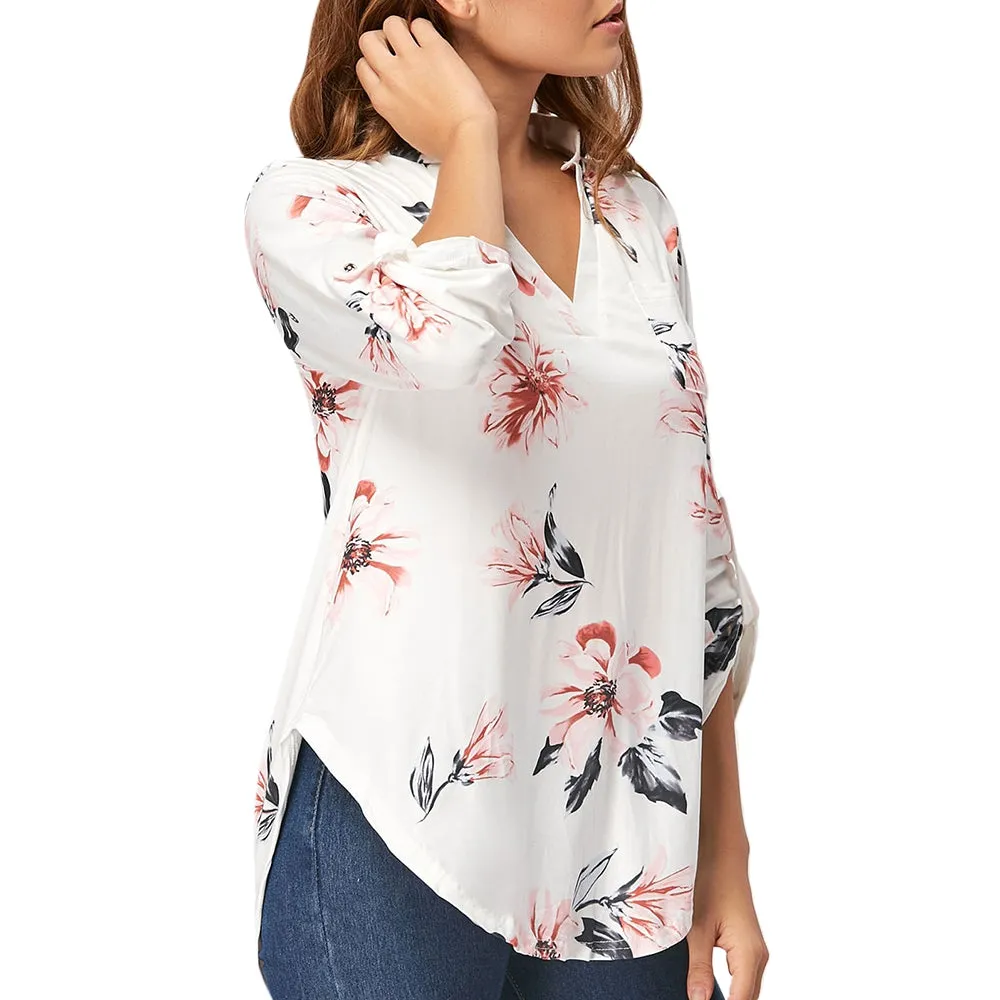 V Neck Floral Blouse 8684