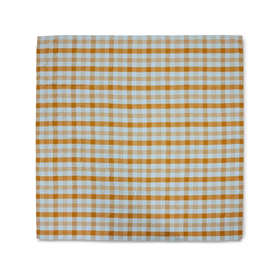 Vida Check Table Cloth - Amber /Blue