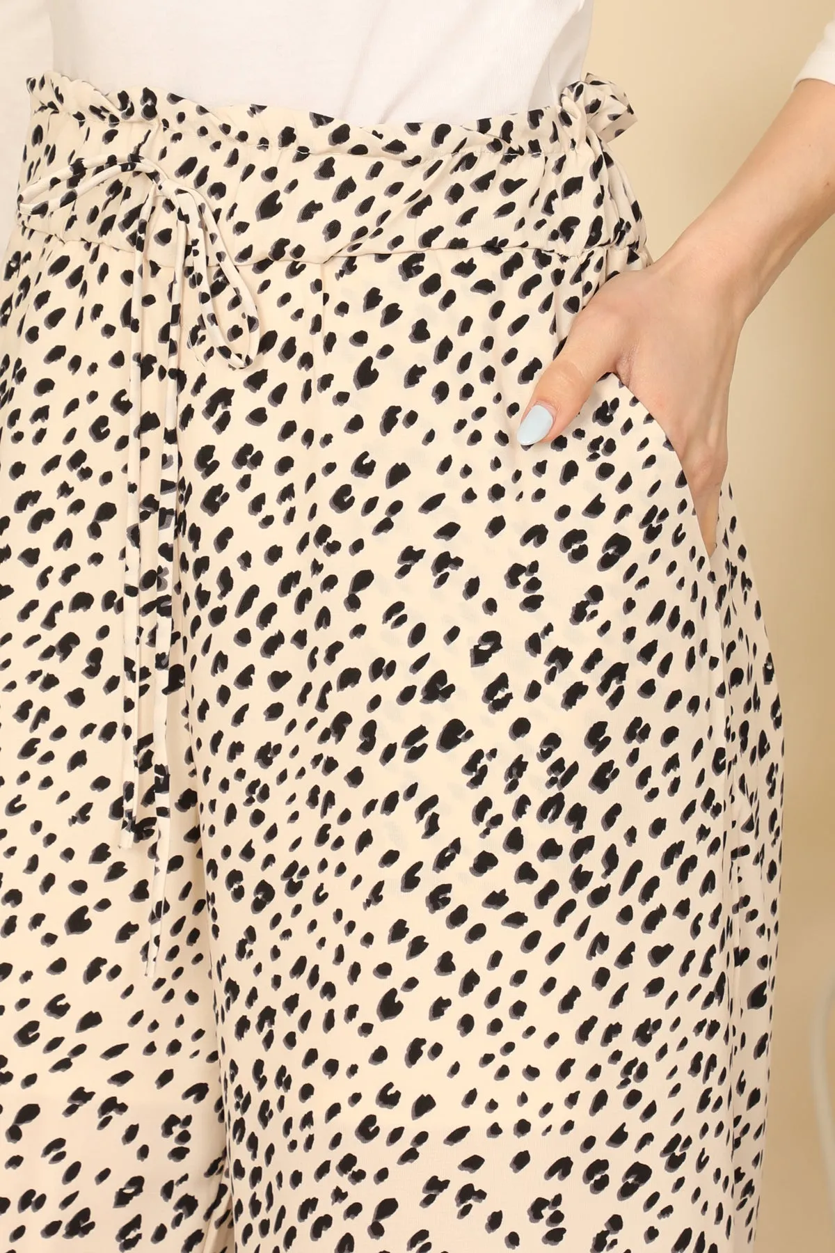 Waist Tie Animal Print Side Pocket Pants