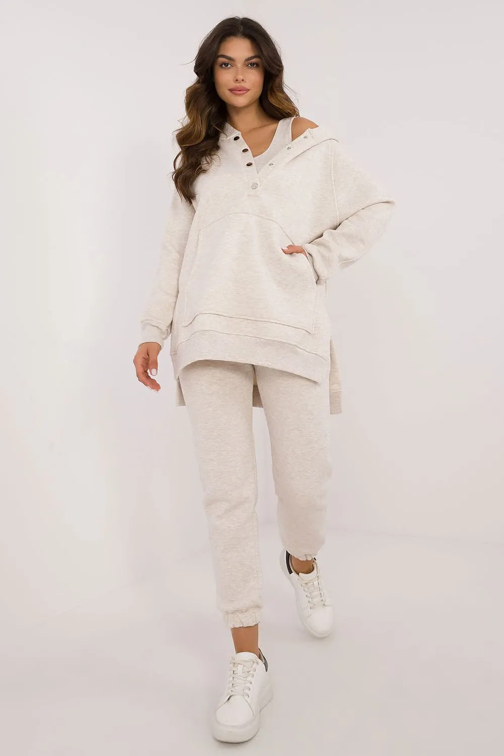 Warmed mélange pattern casual style set