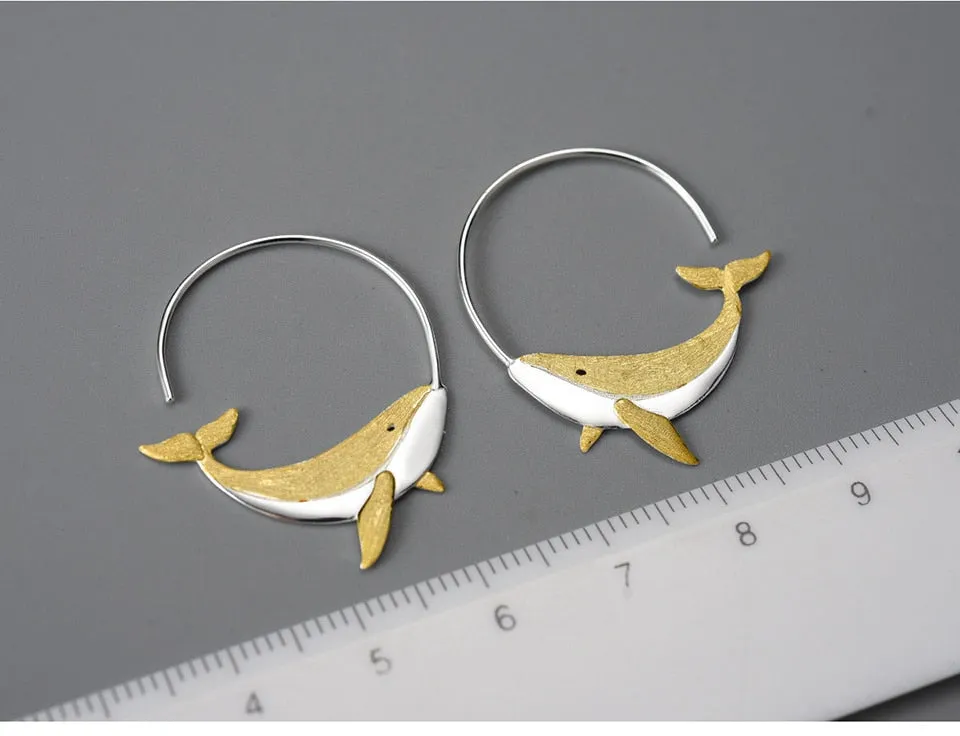 Whale Round Hoop Earrings